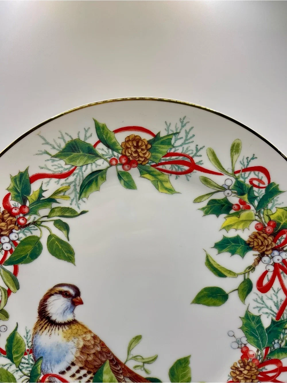 Andrea By Sadek Winter Birds & Wreath Partridge Plate 10.5” Japan